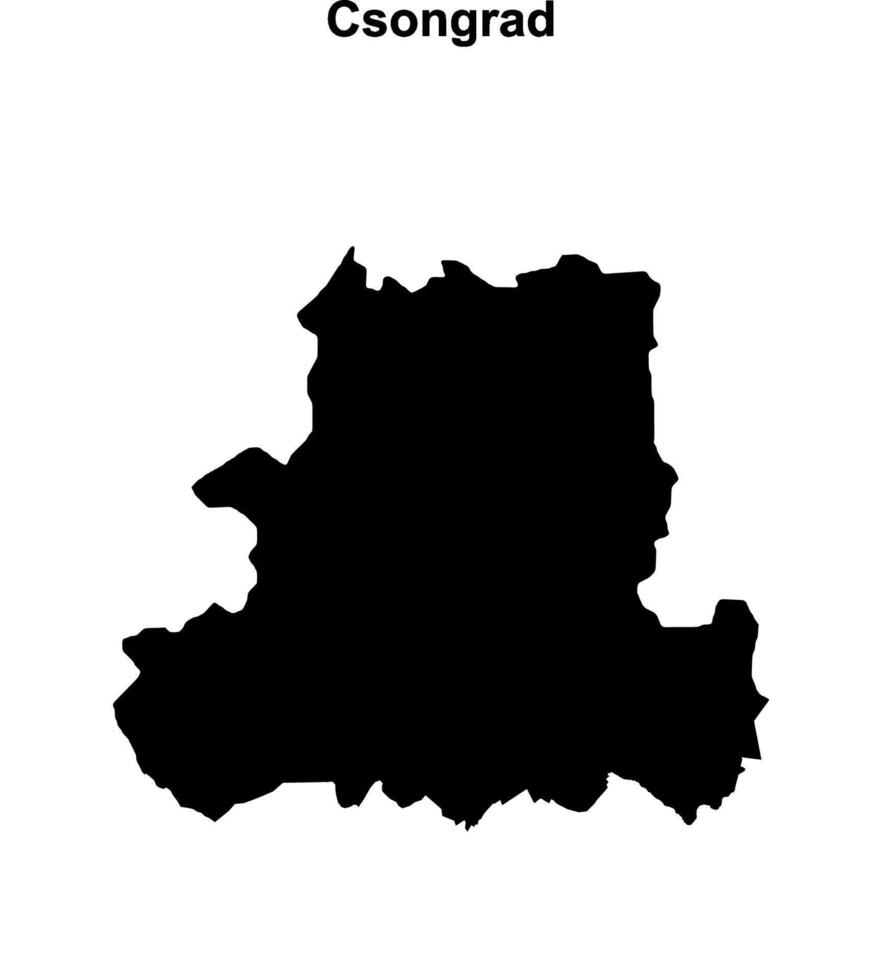 Csongrad county blank outline map vector