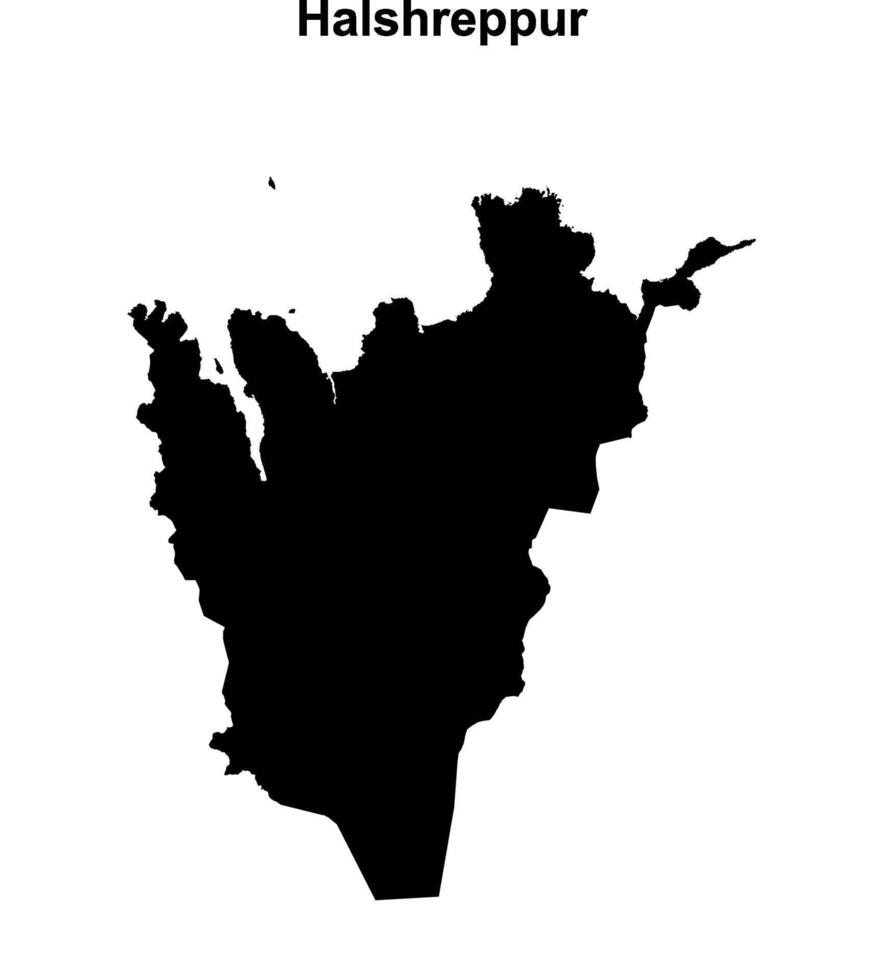 Halshreppur region blank outline map vector