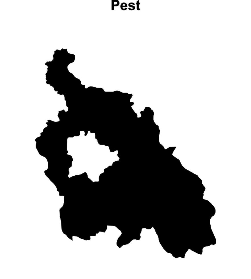 Pest county blank outline map vector