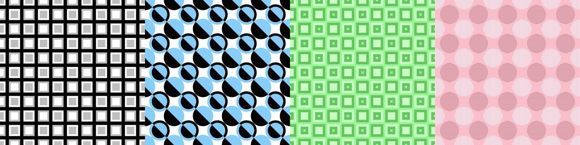 Seamless geometric threetone pattern set vector