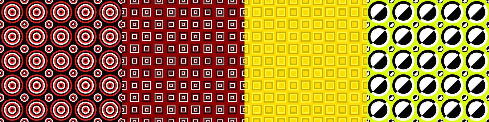 Seamless geometric threetone pattern set vector