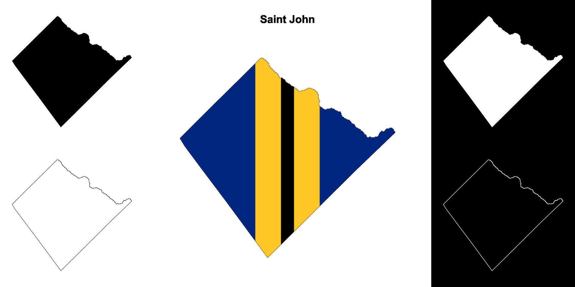 Saint John parish outline map set vector