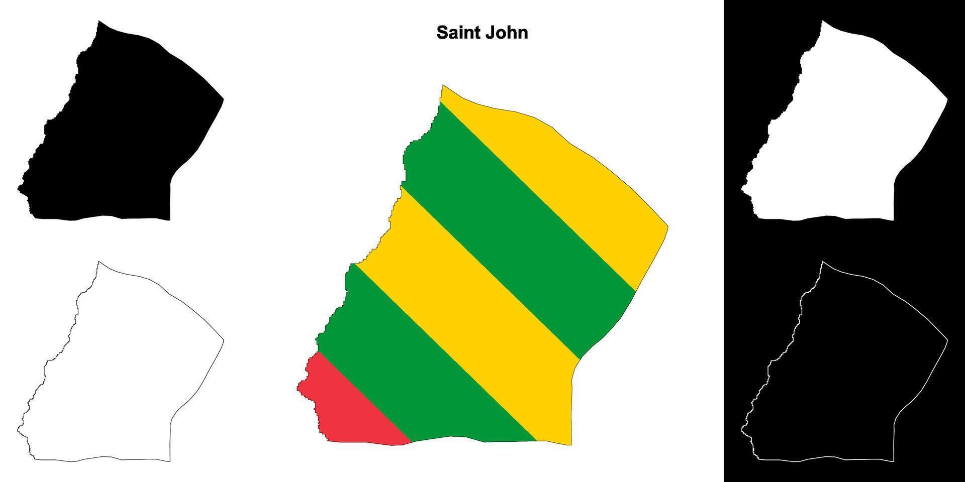 Saint John parish outline map set vector