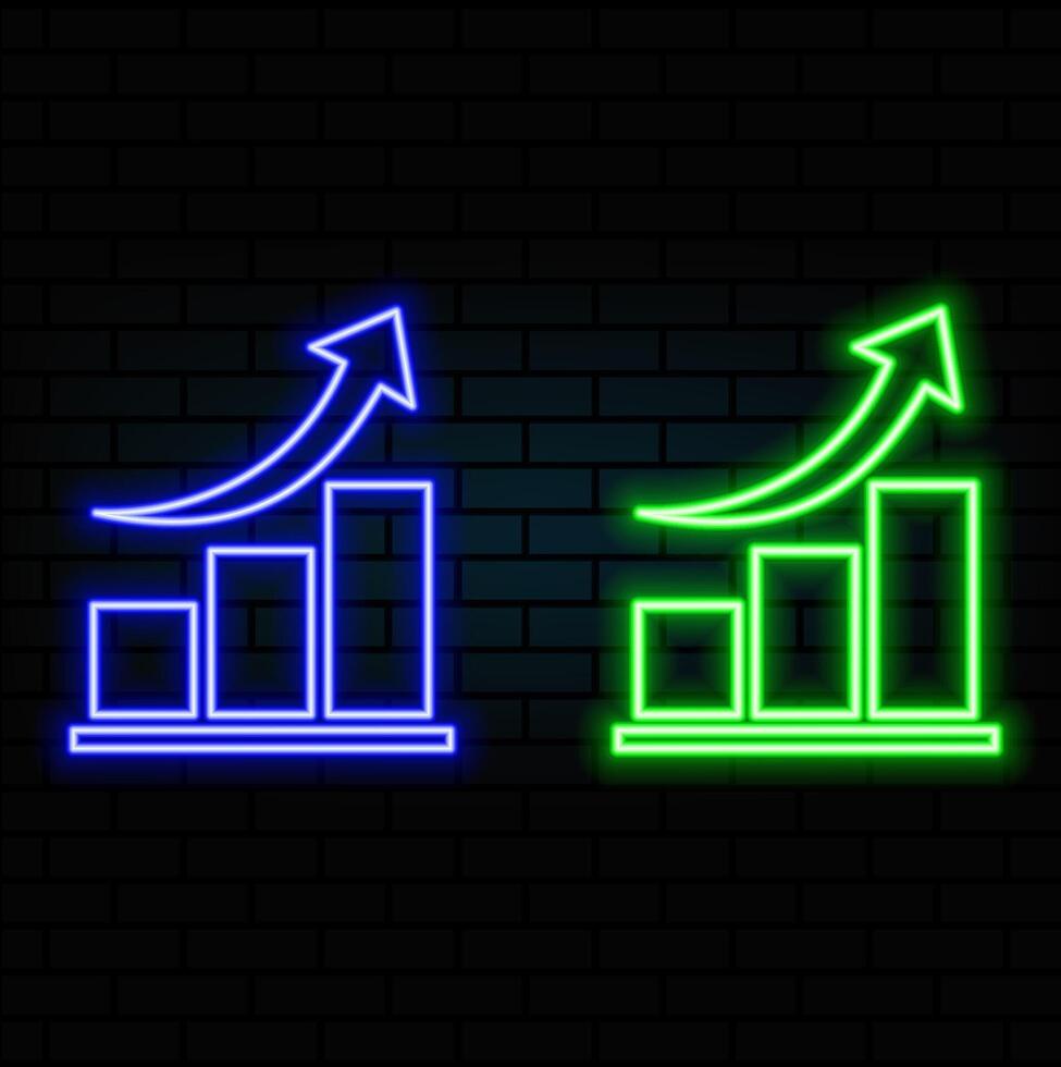 Glowing neon line Graph Growth Chart Info graphics Profit Stats Animation . Cool linear graph report icon vector