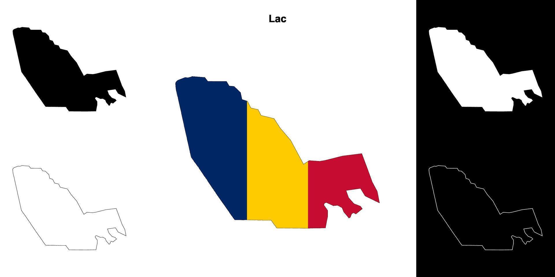 Lac region outline map set vector