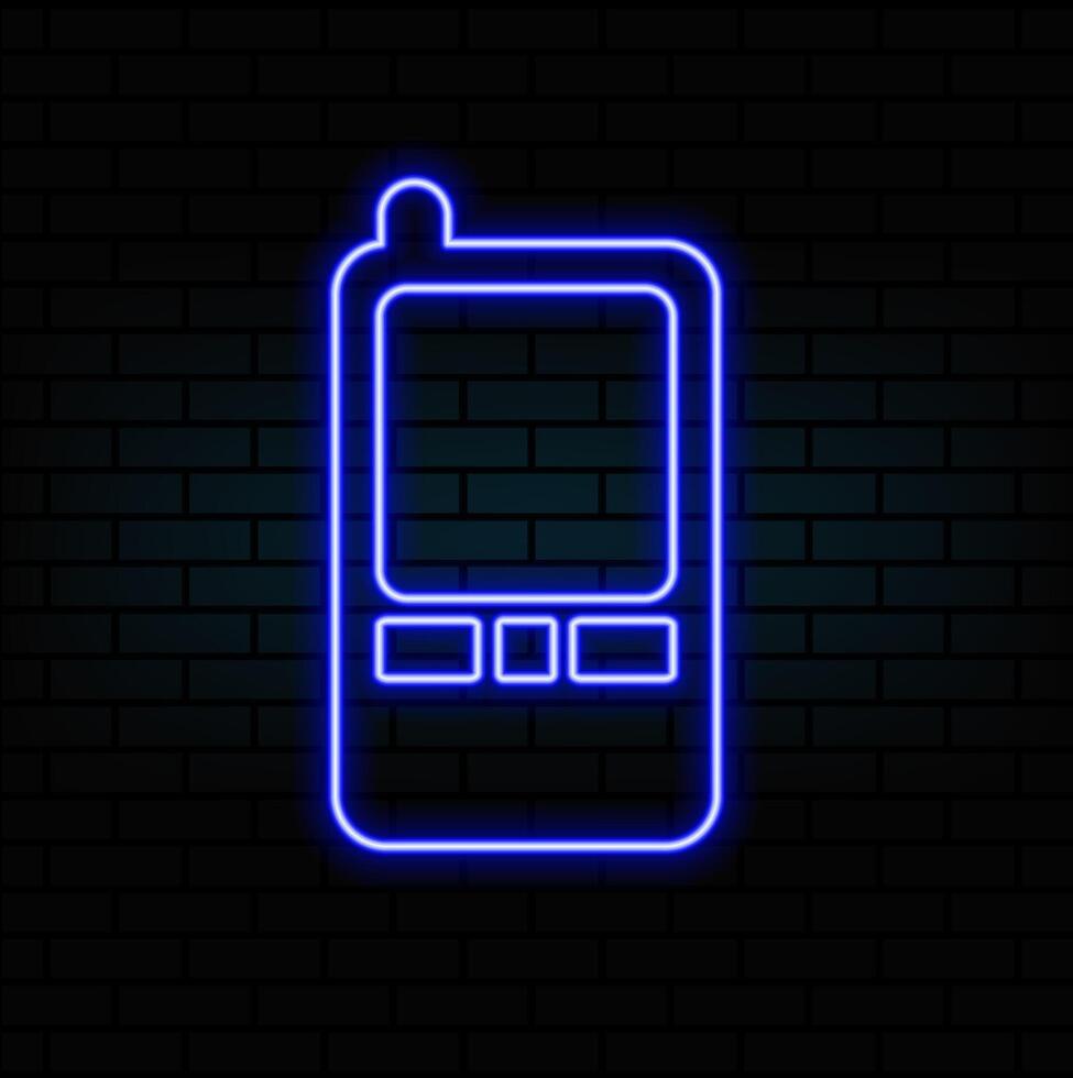 Glowing neon Smartphone, mobile phone icon isolated on white background. Black square vector