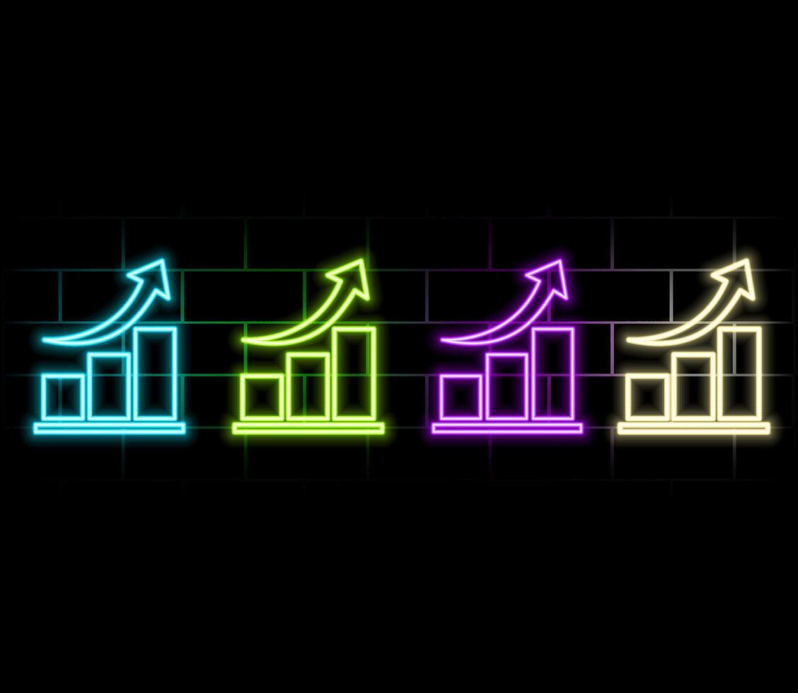 Glowing neon line Graph Growth Chart Info graphics Profit Stats Animation . Cool linear graph report vector