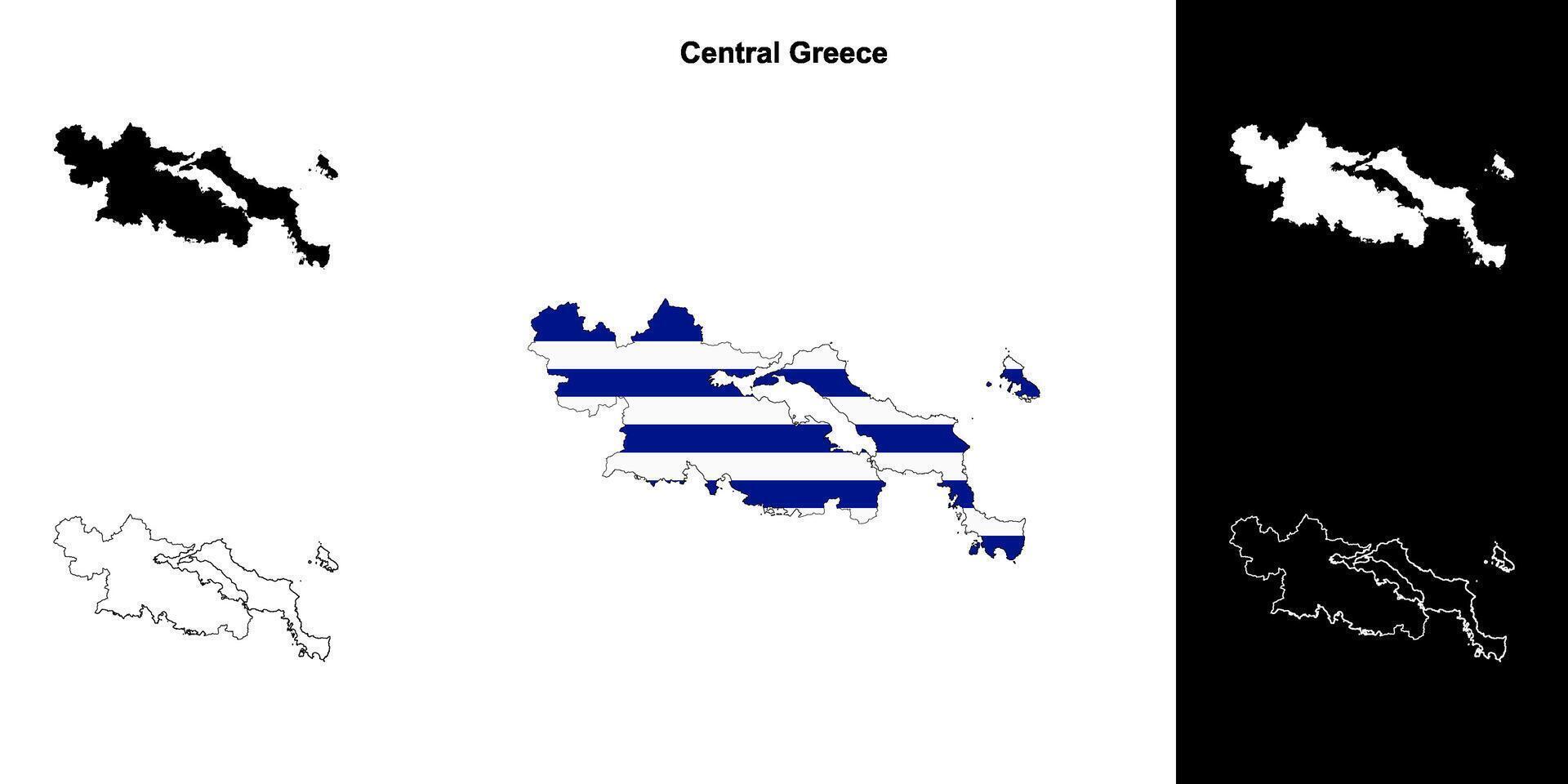 Central Greece outline map set vector