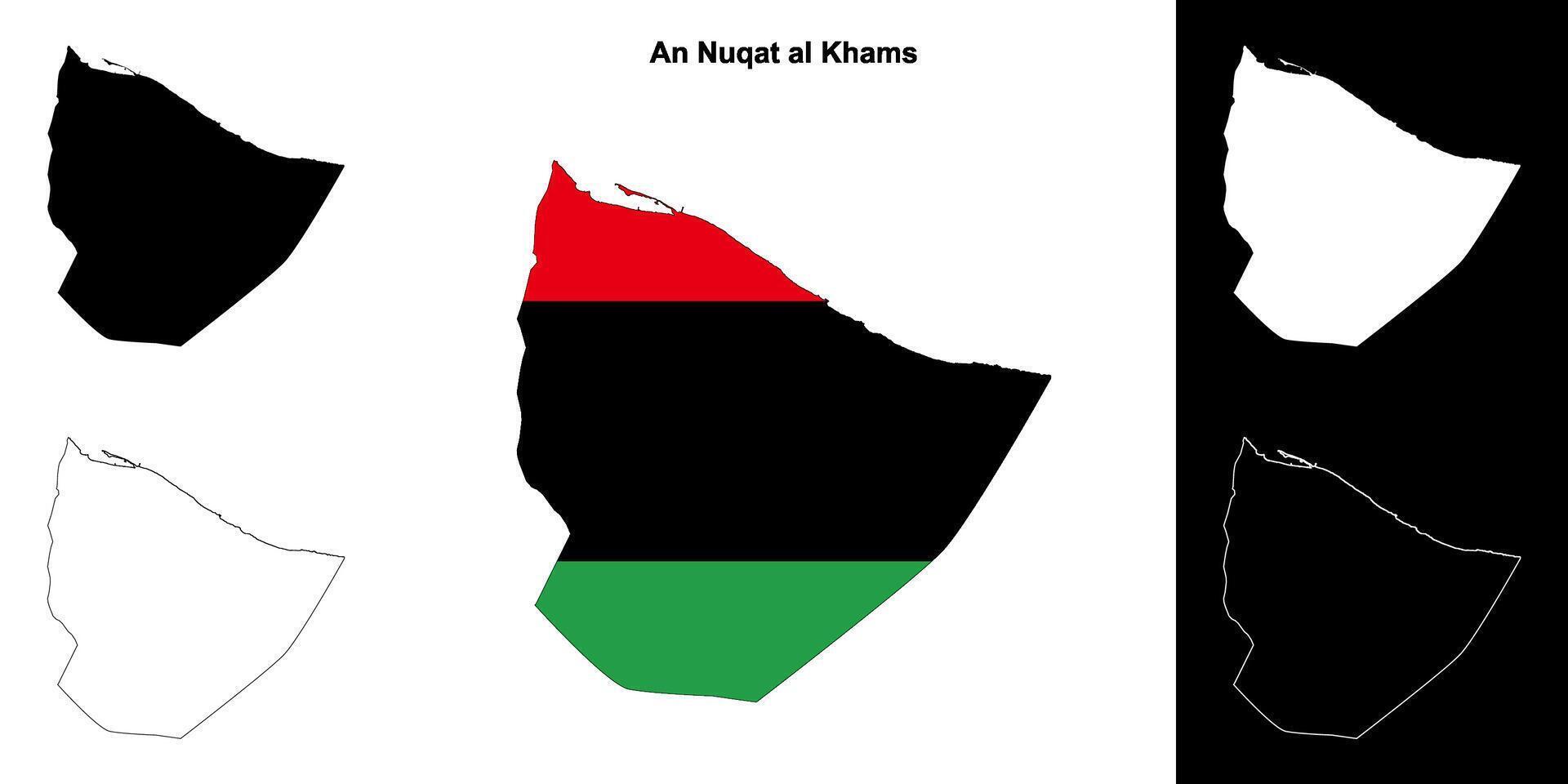 An Nuqat al Khams district outline map set vector