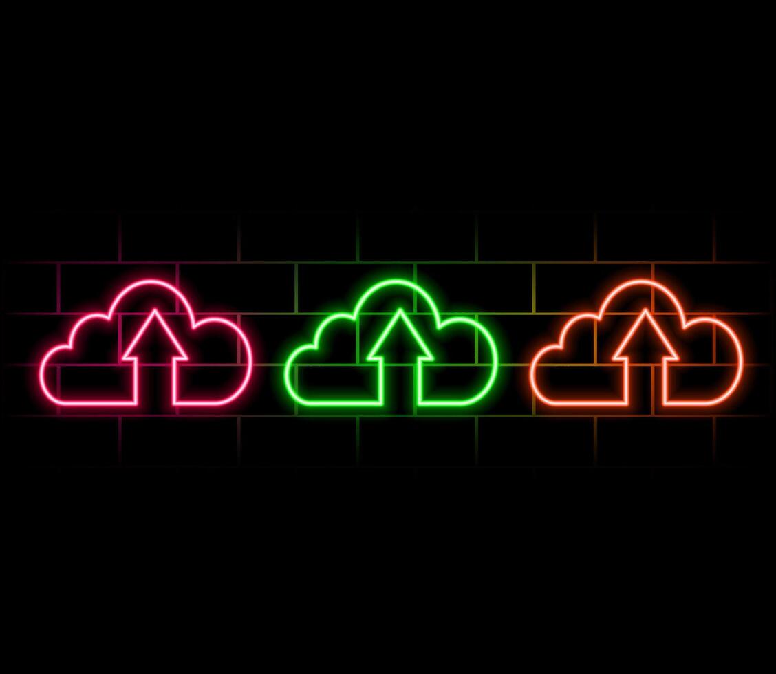 UI icon with neon light isolated in black background. 3d rendering vector