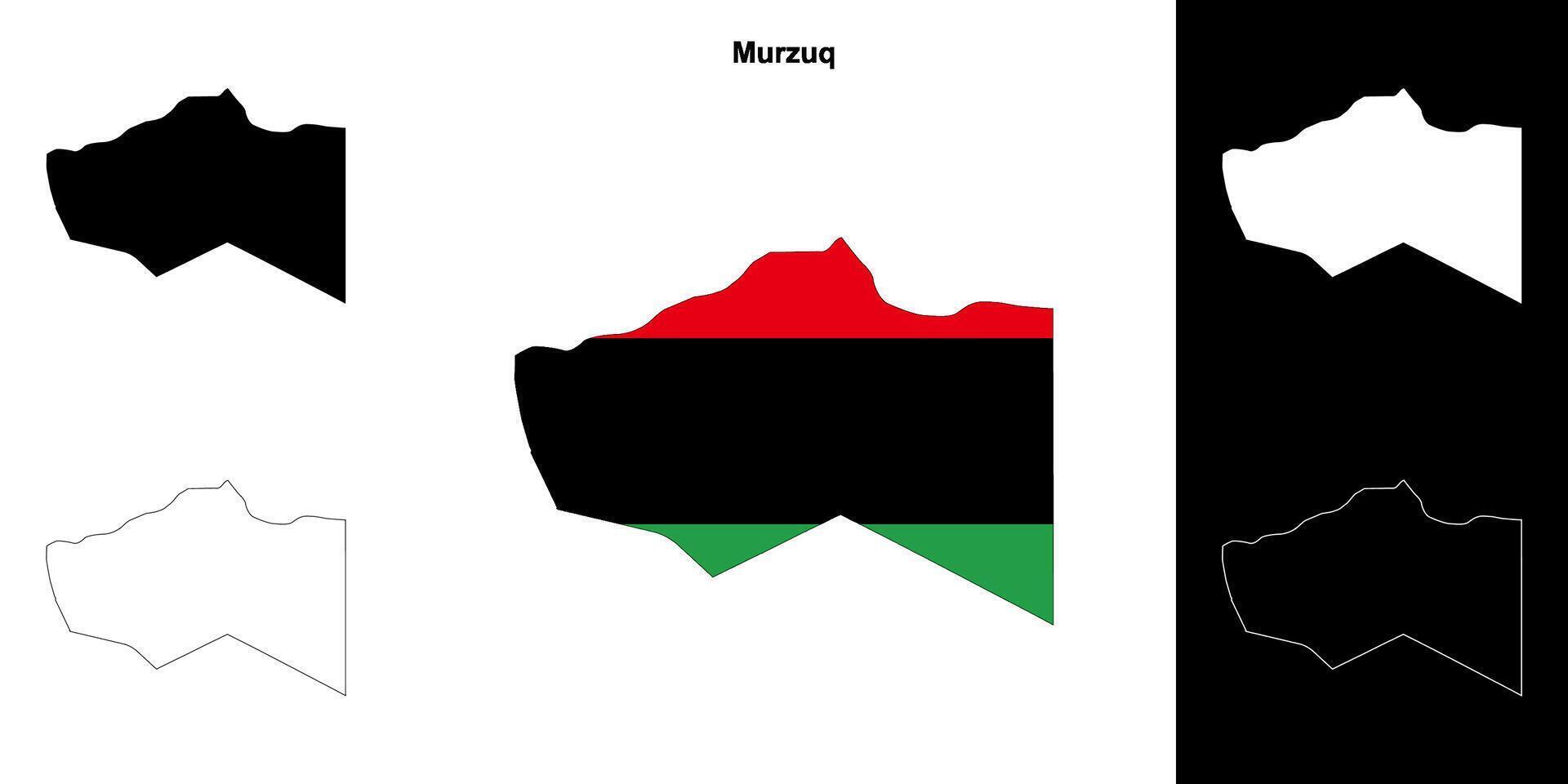 Murzuq district outline map set vector