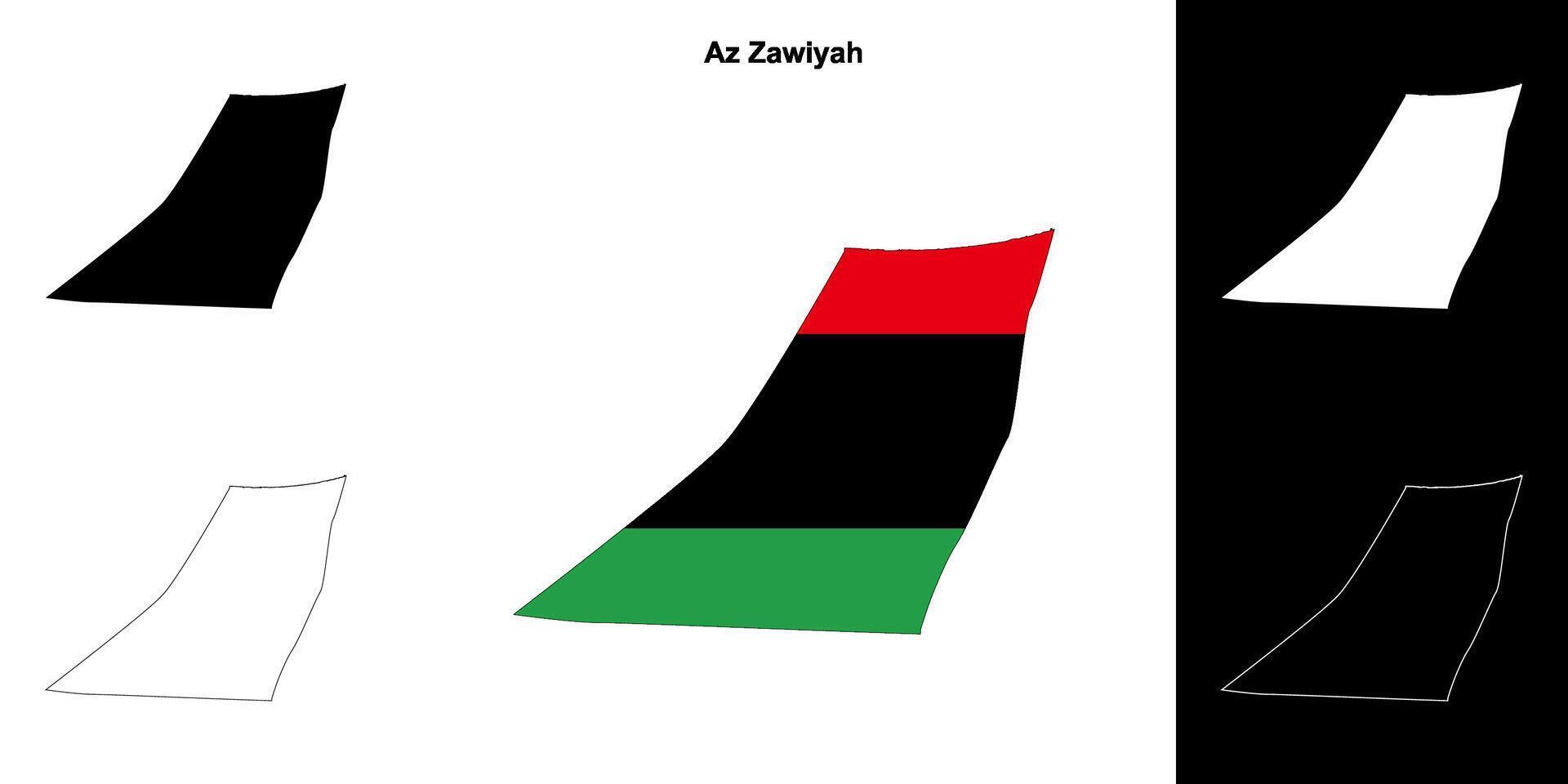Az Zawiyah district outline map set vector