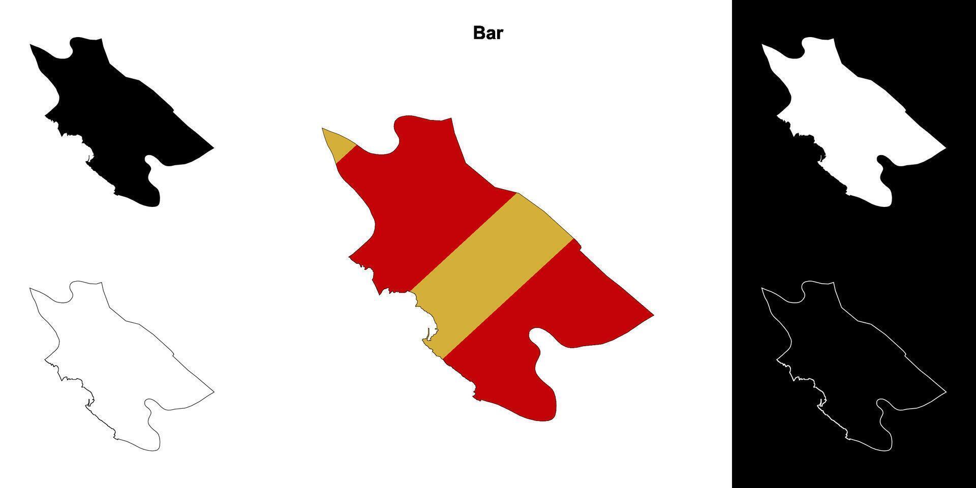 Bar municipality outline map set vector