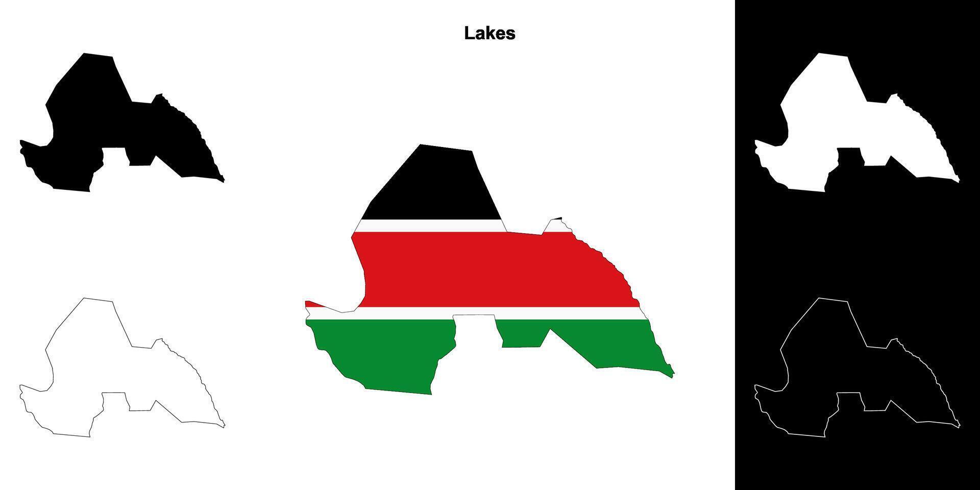 Lakes state outline map set vector