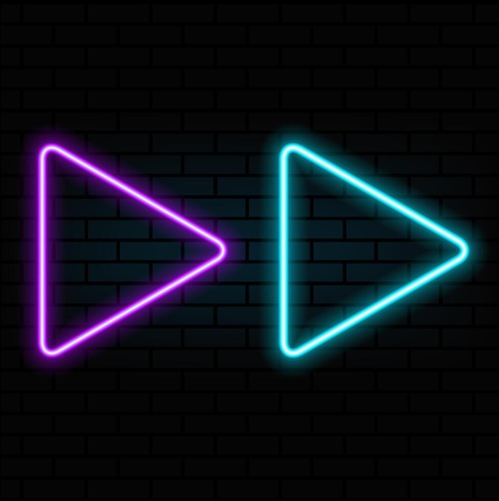 Glitch Banner with Neon Glow Triangle Play Icon. Design for Banners, Web Pages, Presentations. vector
