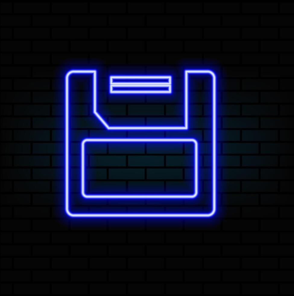 Floppy Disk Neon Label. Illustration of Electronics vector
