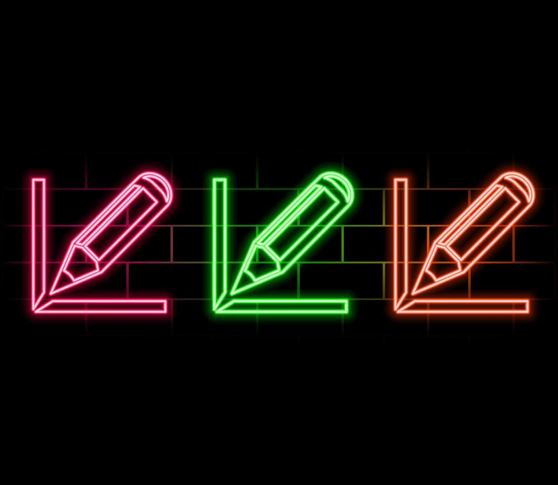 simple pencil symbol. Neon style. Light decoration icon. Bright electric vector