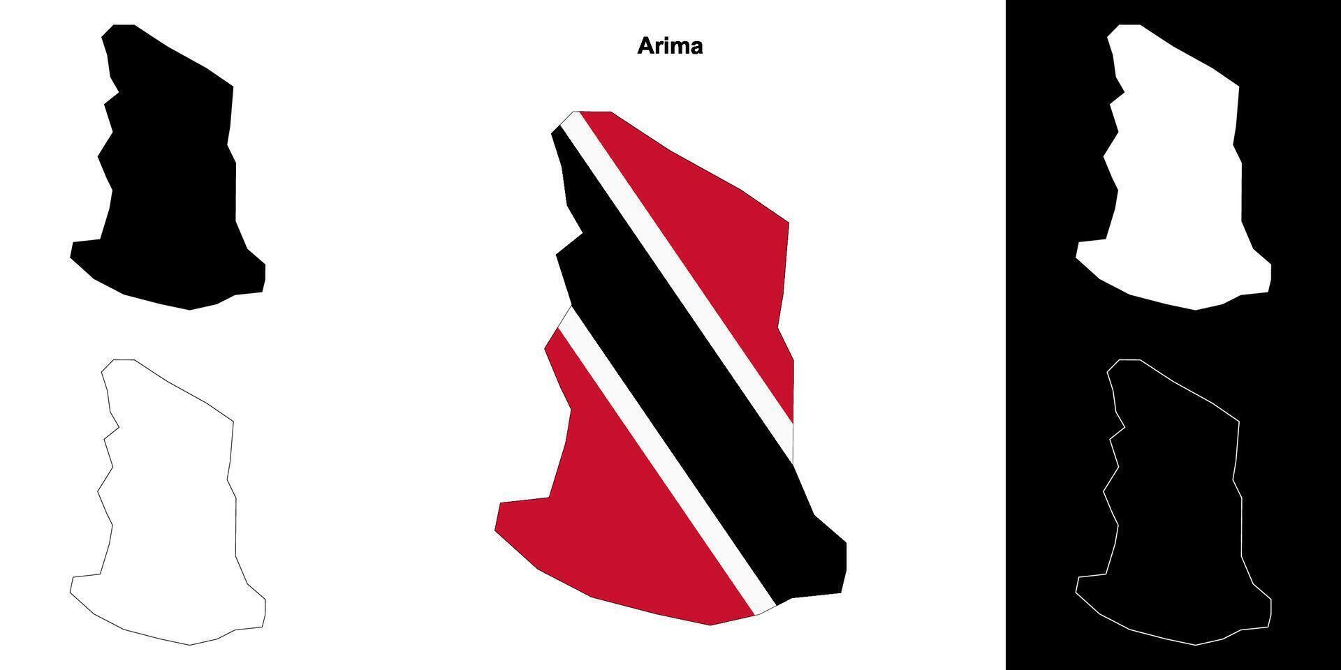 Arima blank outline map set vector