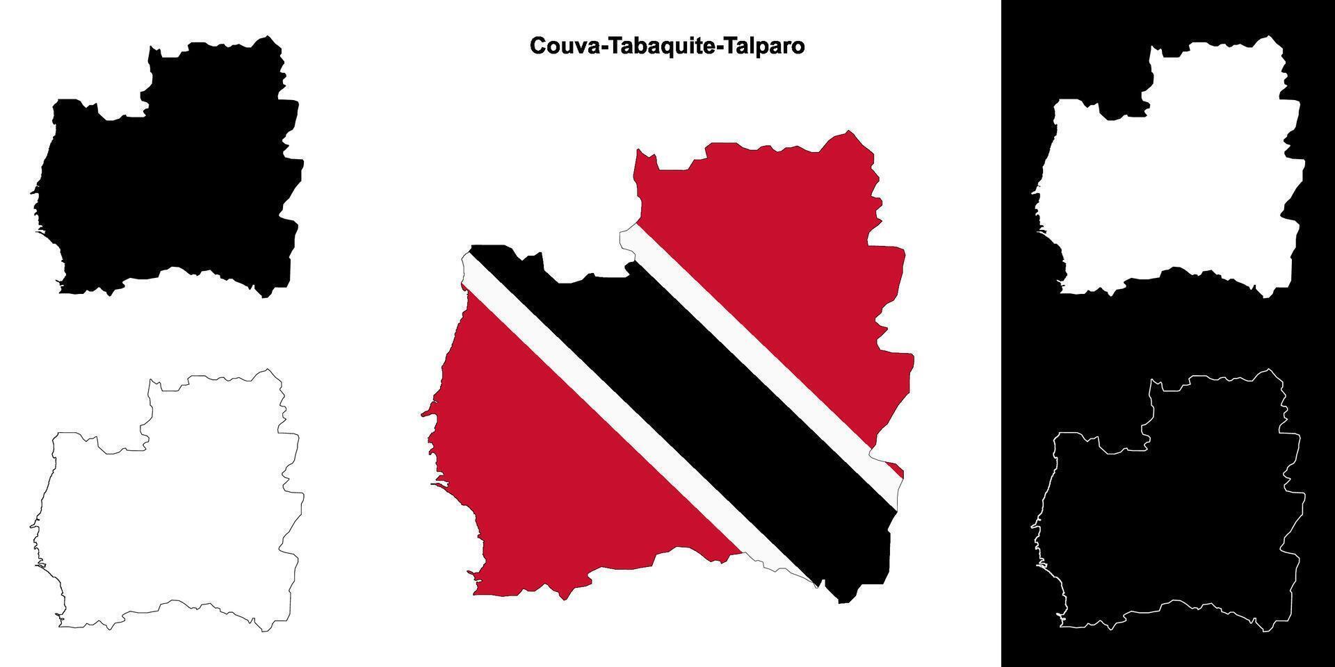 Couva-Tabaquite-Talparo blank outline map set vector