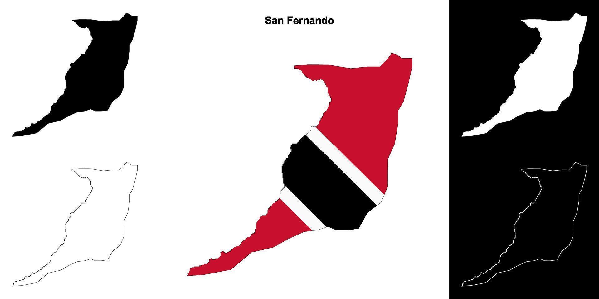 San Fernando blank outline map set vector