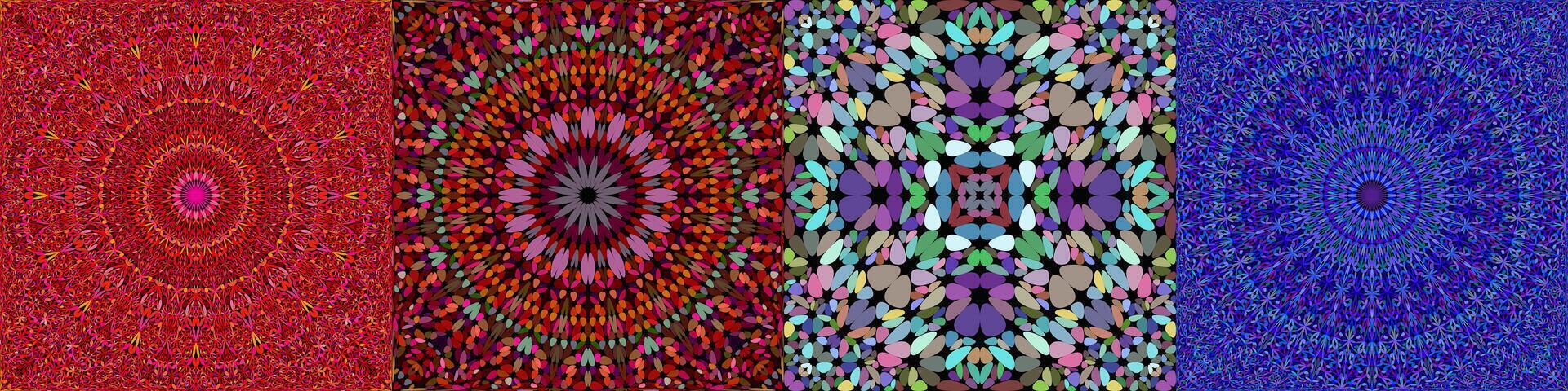 Seamless geometrical mandala pattern set vector