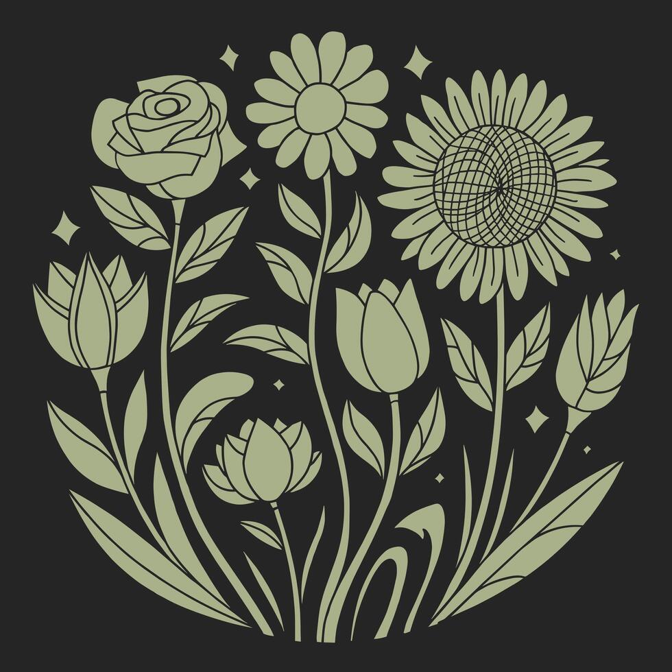 Set of flowers illustration floral elements invitation cards ornaments vector