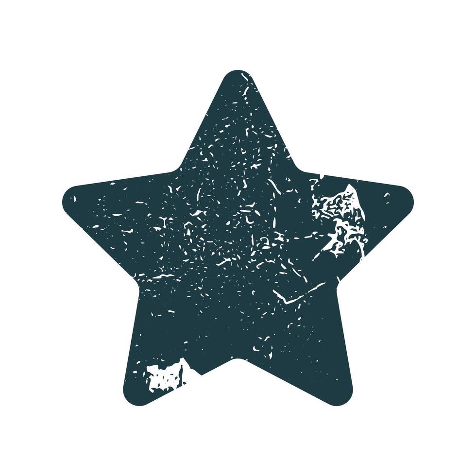 Star shape icon. geometric Rating and review symbol with grunge texture. Decoration and advertising sign. Scratch tag and label. Black silhouette isolated on white background illustration image vector