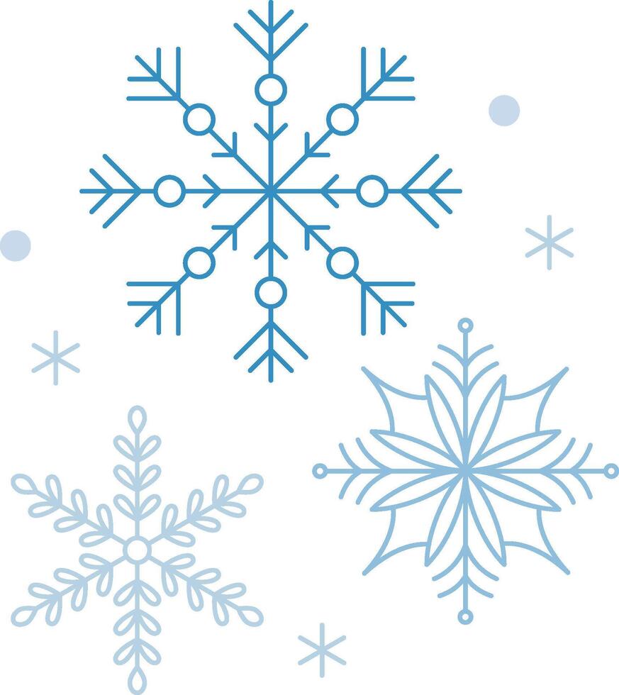 Winter snow icon with blue snowflakes on a white background. Festive Christmas banner, New Year card. Symbol of frosty whether and happy holidays. illustration vector