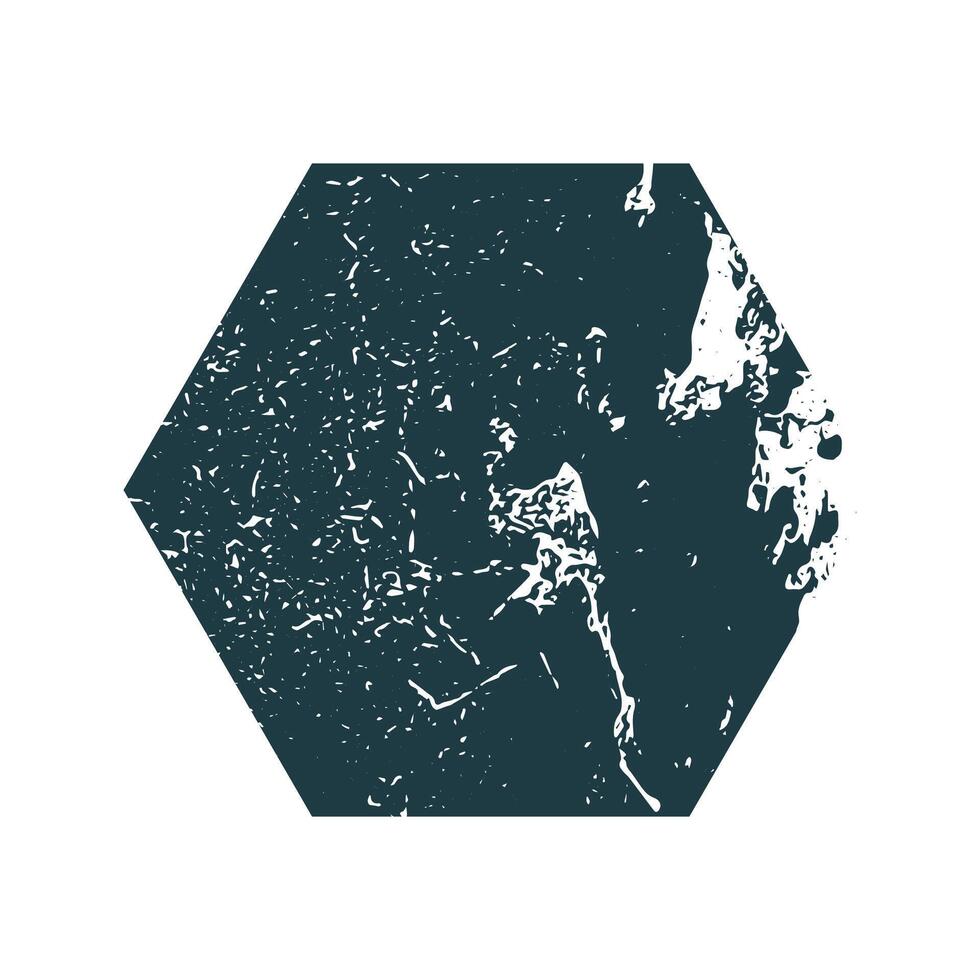 Grunge hexagon Stamp. Distress geometric grain surface dust and rough background concept. Overlay texture stamps with banners, logos, icon, label and badges vector
