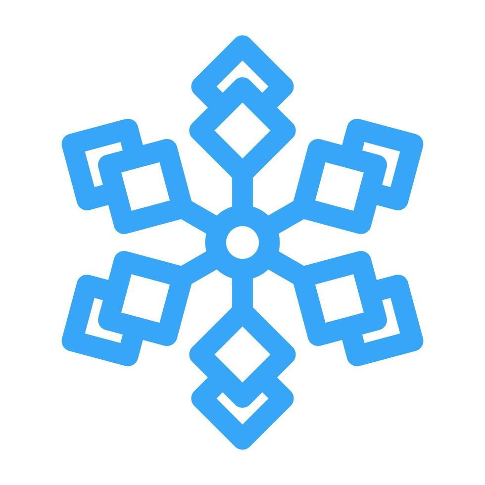 Blue Snowflake icon for snow design and pattern. line Christmas element isolated on white background. Freeze symbol Snow. Ice crystal graphic. Simple shape illustration vector