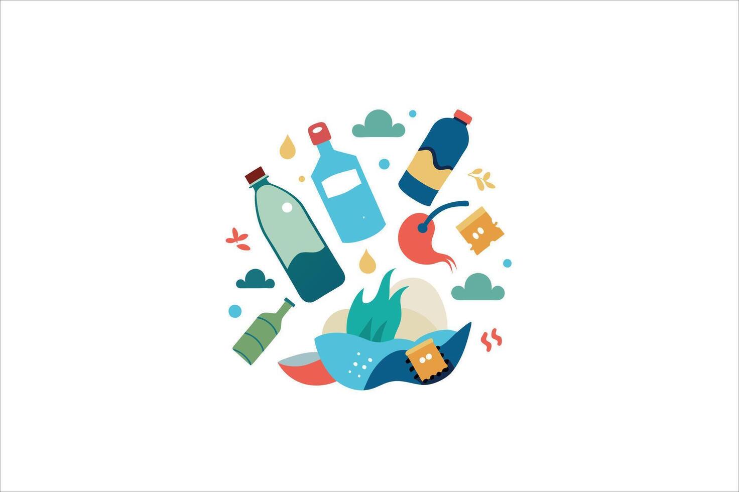 plastic pollution worldwide vector