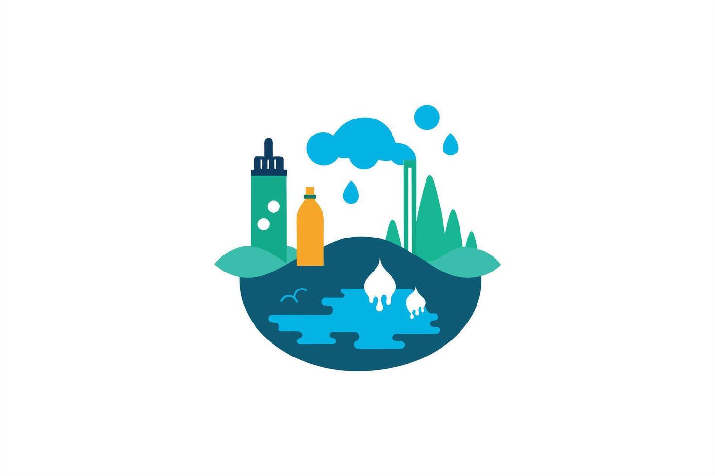 water pollution ecosystem vector