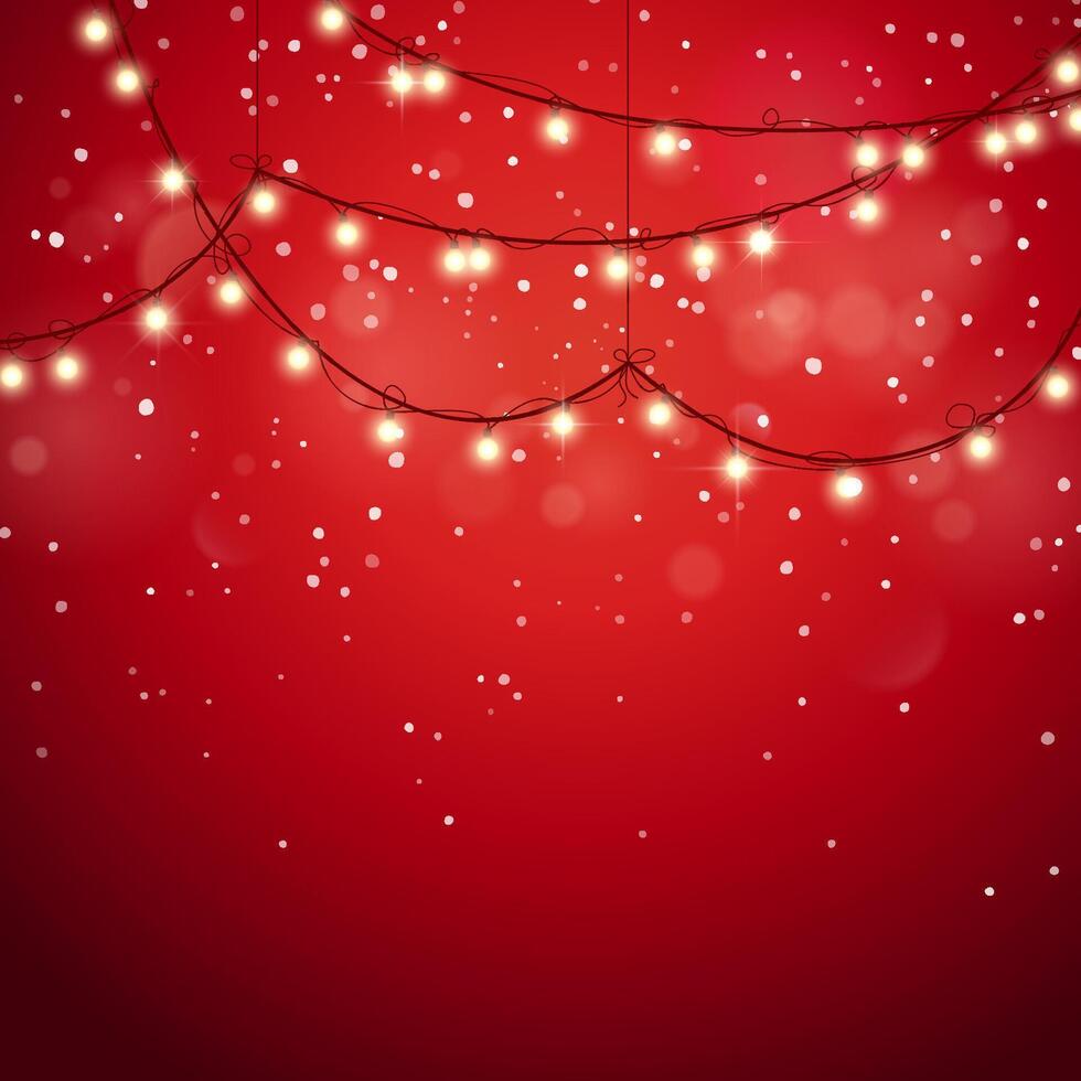 Christmas illustration. Glowing light bulbs design in red shades. vector