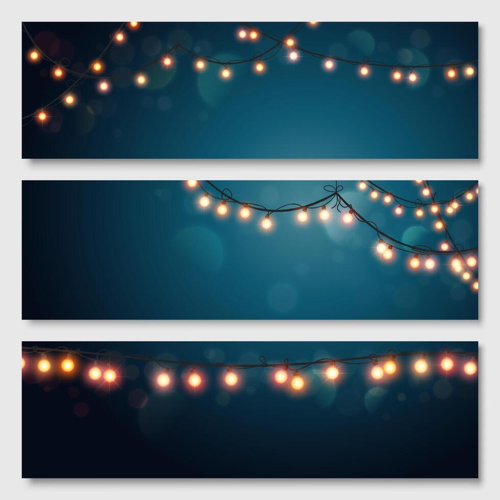 Glowing light bulbs design. banners set. Website header template. vector