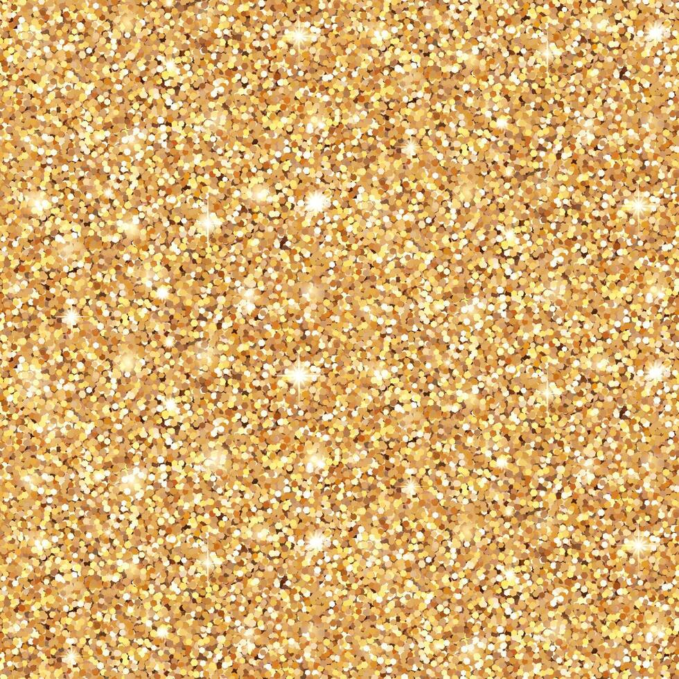 Bright glowing metallic texture. Glamour shining gold glitter seamless pattern with sparkles for Christmas design. vector
