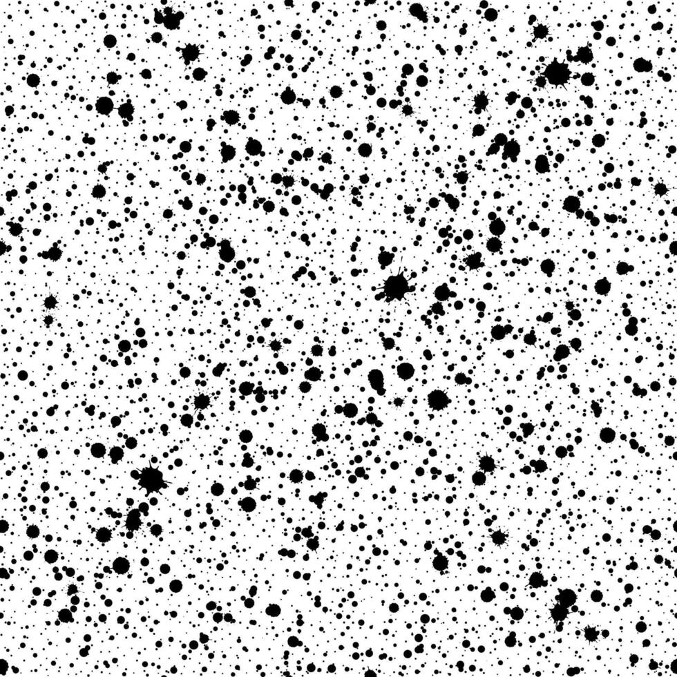 Seamless pattern of a wide variety of black ink splashes and blots on a white background vector