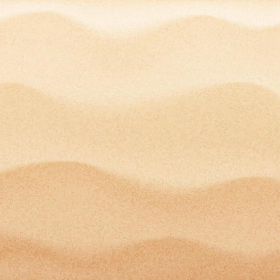 Top view of desert dunes or tropical seashore landscape. Wavy sand surface illustration. Realistic coastal beach texture. Summer background of natural sandy seaside shore. vector
