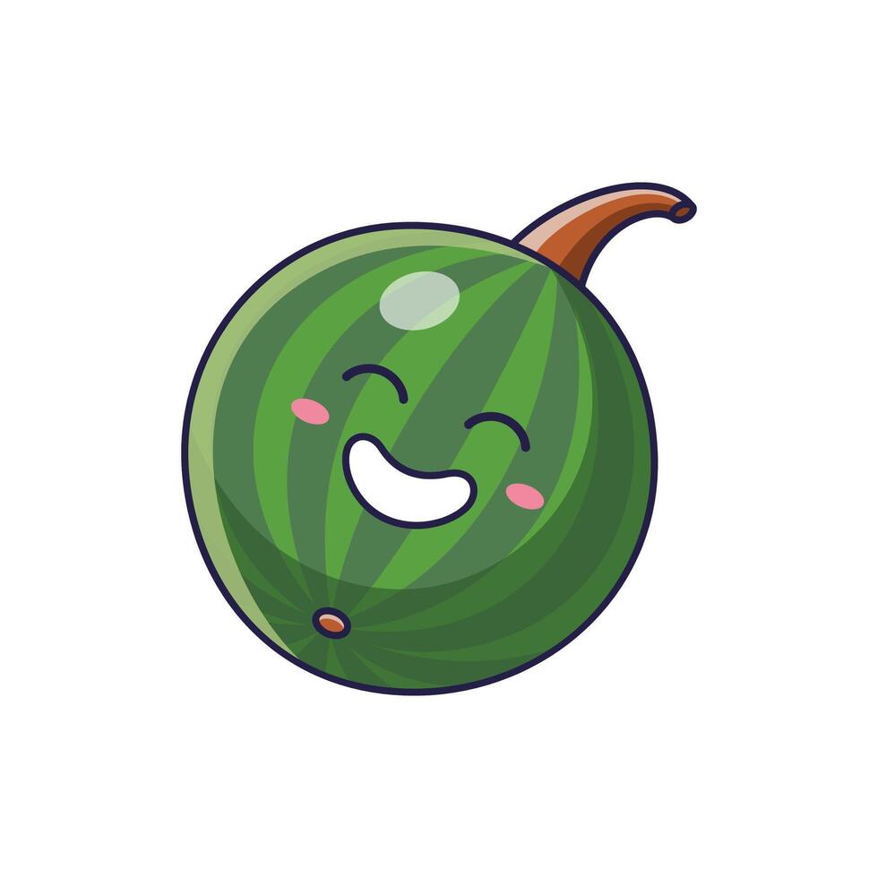 Cute Kawaii Watermelon character. hand drawn cartoon icon illustration. Watermelon character in doodle style. Isolated on white background. vector