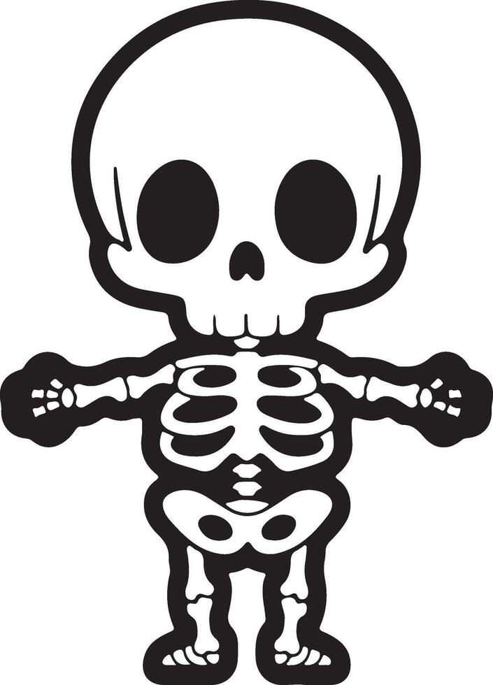 a cartoon skeleton with arms vector