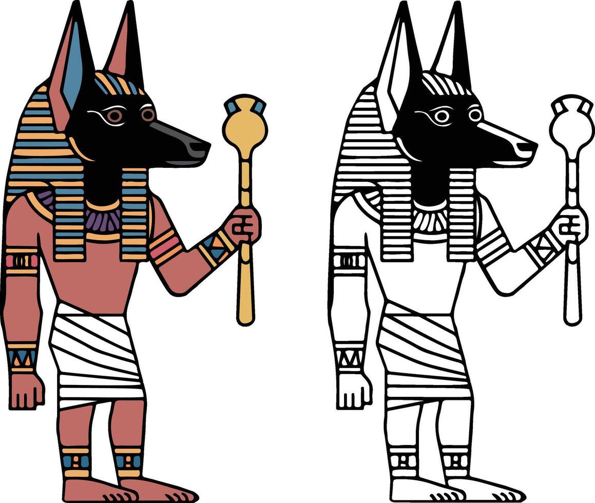 anubis and anubis are two egyptian gods vector