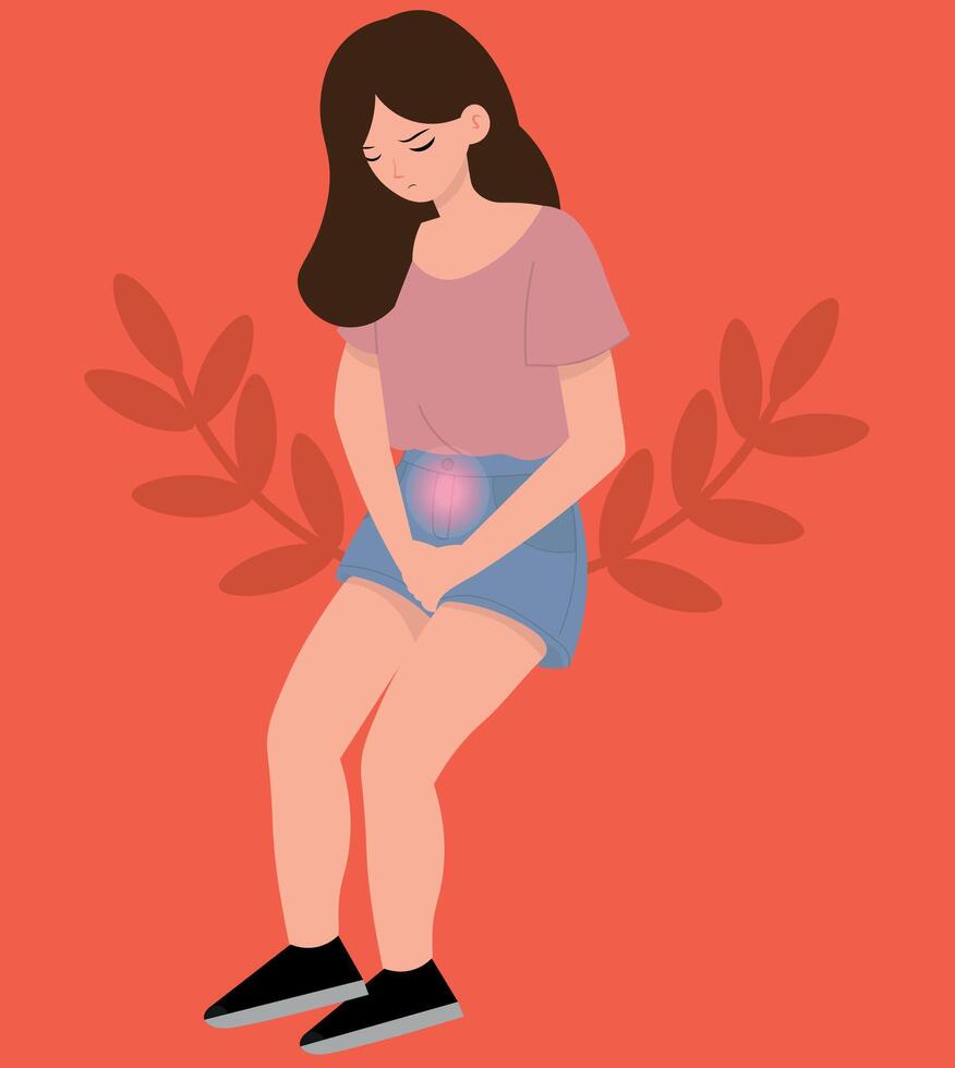 Girl with colic, illustration, for designer backgrounds vector