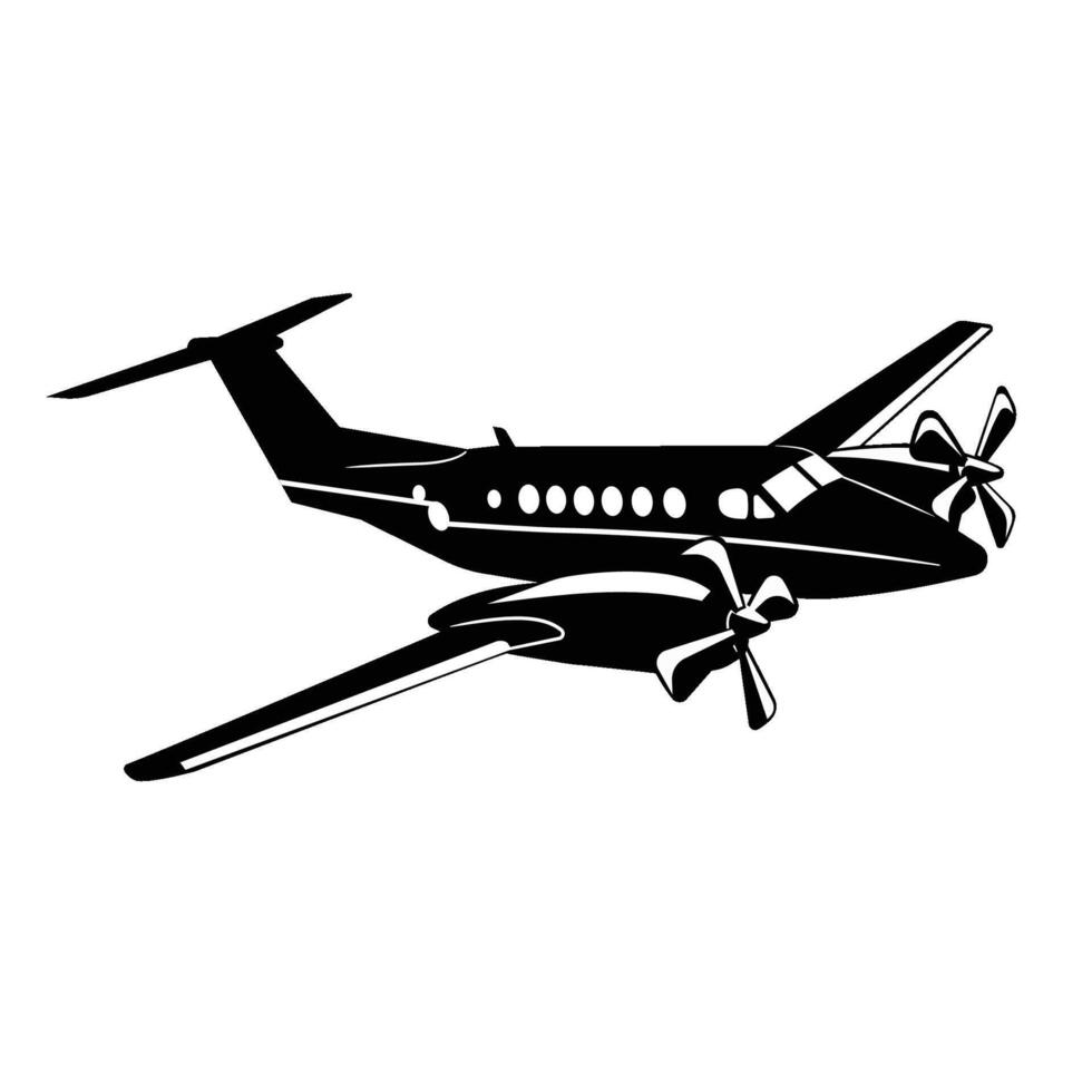 small propeller air plane silhouette vector