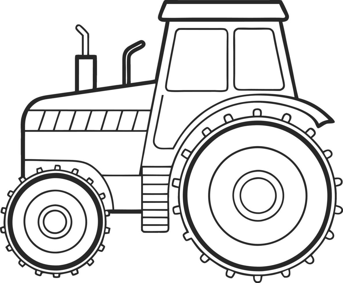 tractor line art on a white background vector