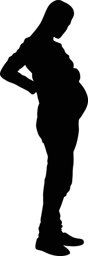 Pose of pregnant women silhouette vector
