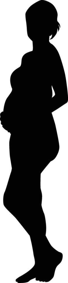 Pregnant women holding her stomach silhouette vector