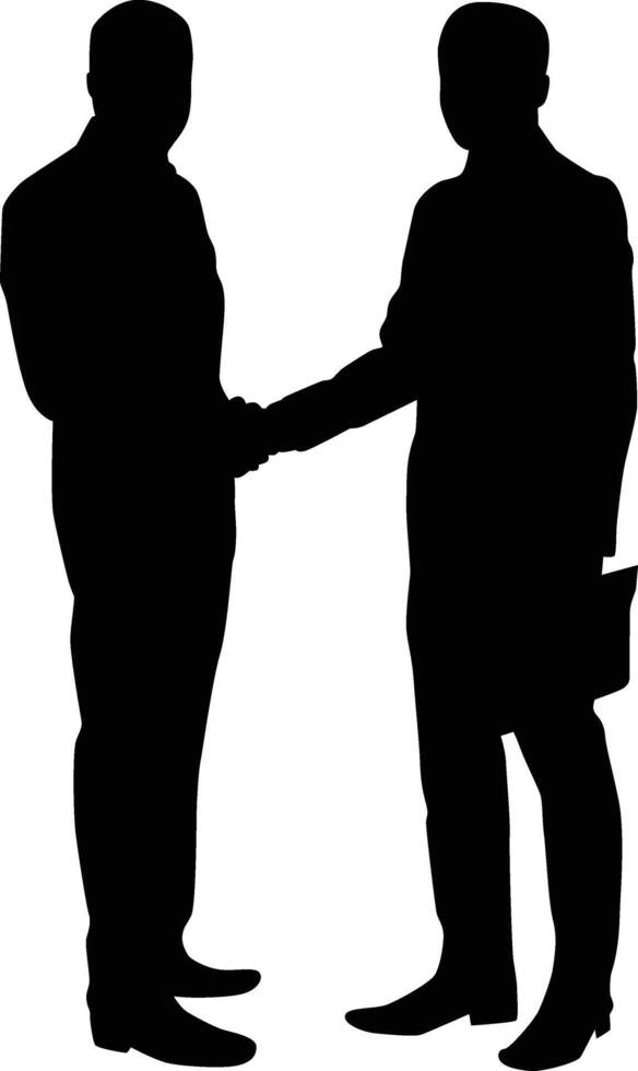 2 businessman agreement pose silhouette vector