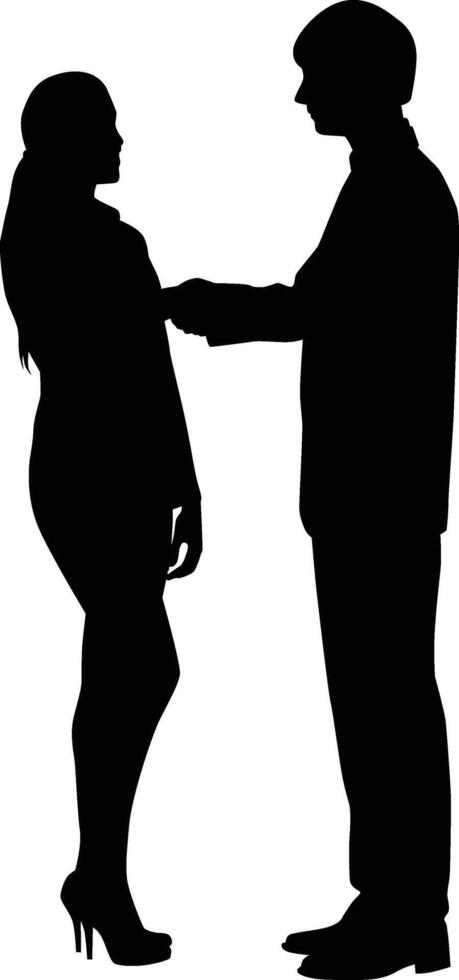 2 people discuss pose silhouette vector