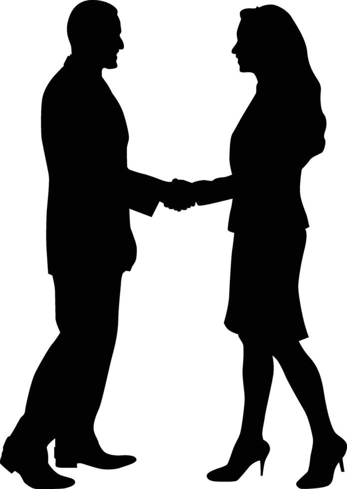 Business hand shake pose silhouette vector