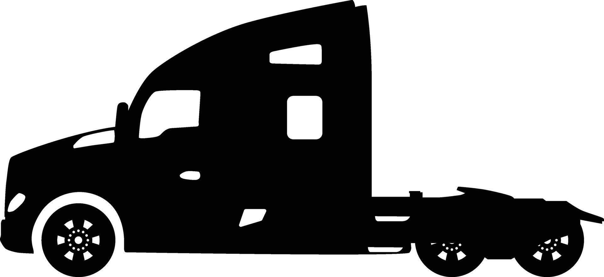 Semi truck side view silhouette illustration vector