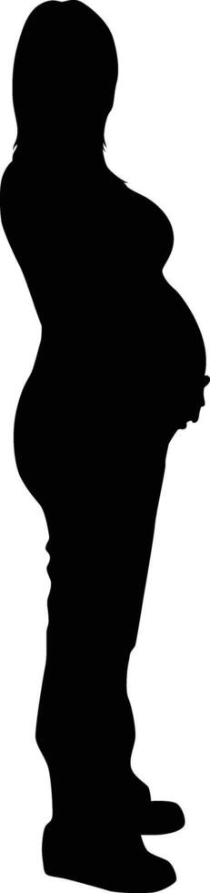 Side view of pregnant women silhouette vector